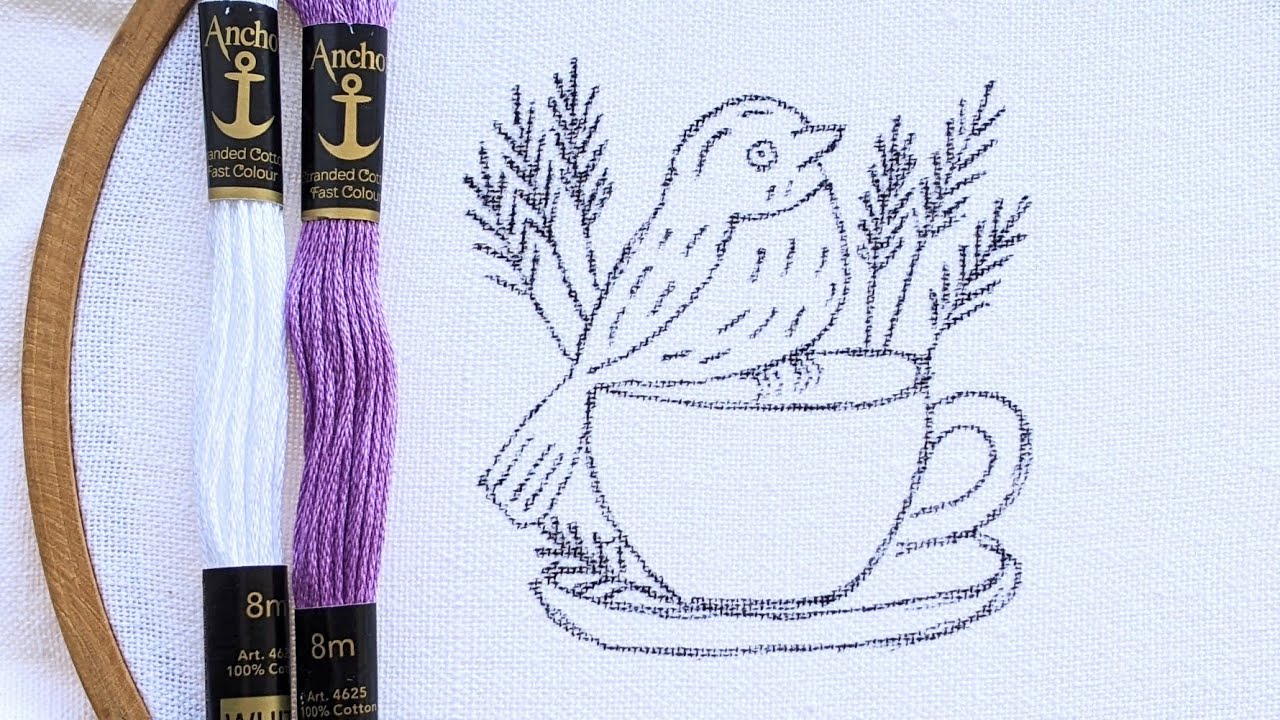 VERY EASY AND BEAUTIFUL LITTLE BIRD HAND EMBROIDERY DESIGN FOR BEGINNERS
