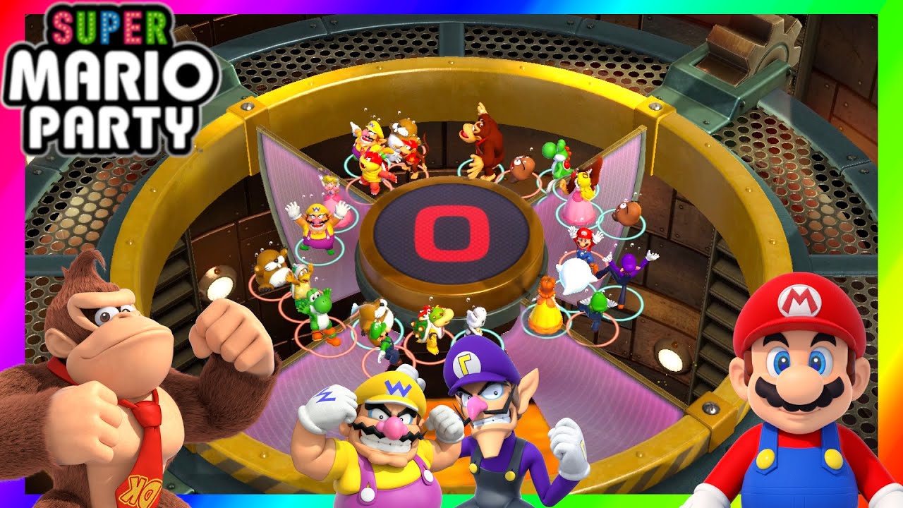 Super Mario Party Minigames Donkey Kong vs Waluigi vs Wario vs Mario