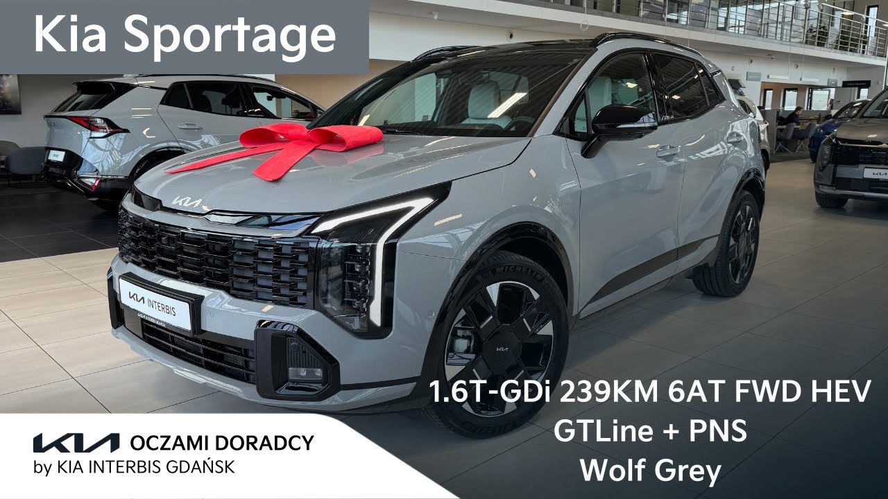 Kia Sportage FL [1.6 T-GDi 239KM 6AT FWD HEV] GTLine + PNS w kolorze Wolf Grey| 4K