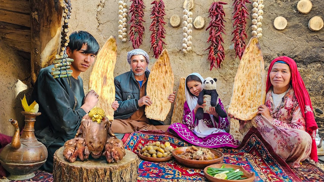 Boiling Sheep Head Soup (Kalle Pache) over a Wood Fire - Ancient Afghan Delicacy