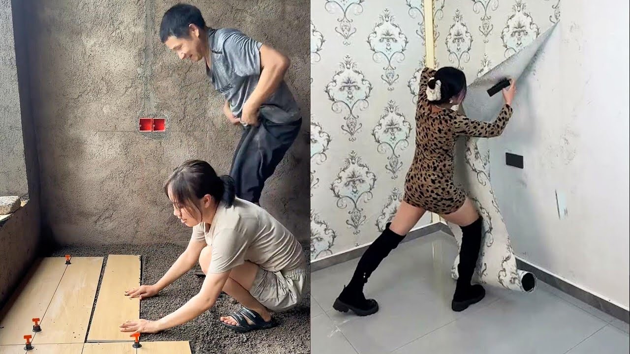 A beautiful girl is giving an artistic makeover to a dilapidated house on a small island