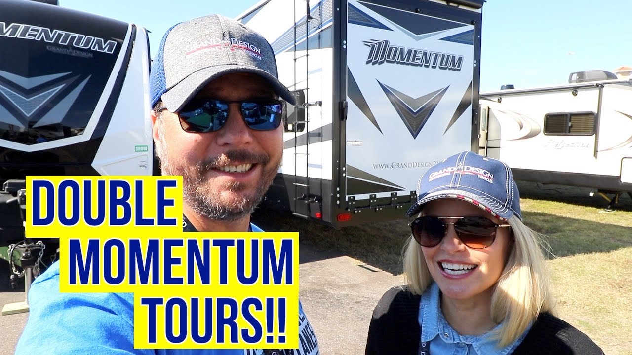 Grand Design Momentum 376TH and Momentum 350G | Toy Hauler RV Tours! | Full Time RV!