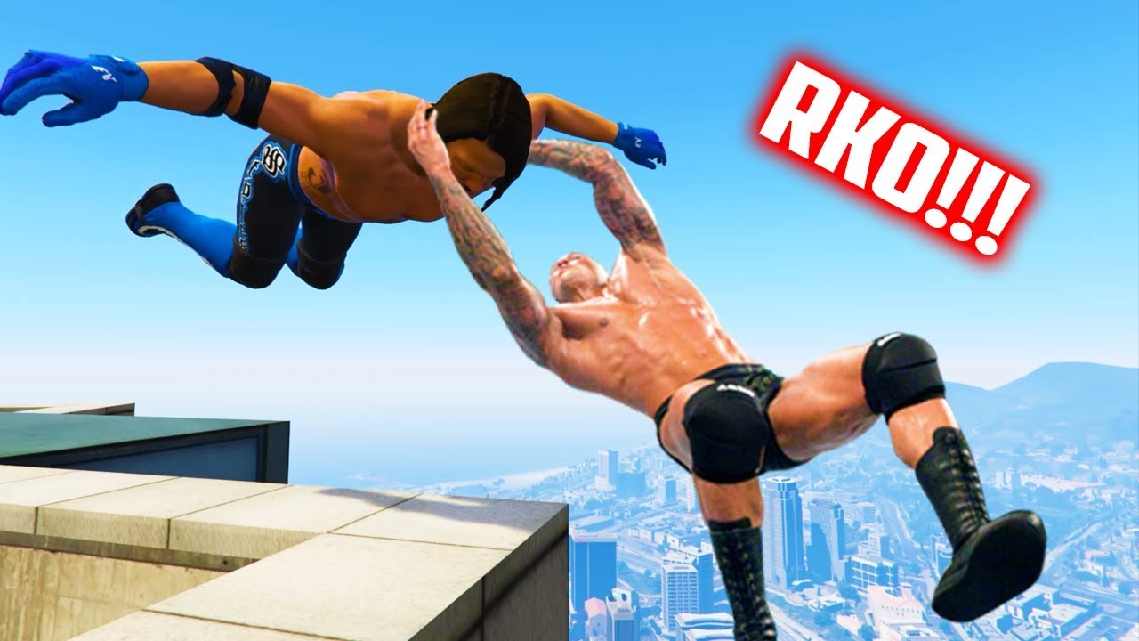 GTA 5 WRESTLING LIKE IN WWE #27 (RKO, Chokeslam, Curb Stomp, and more!)