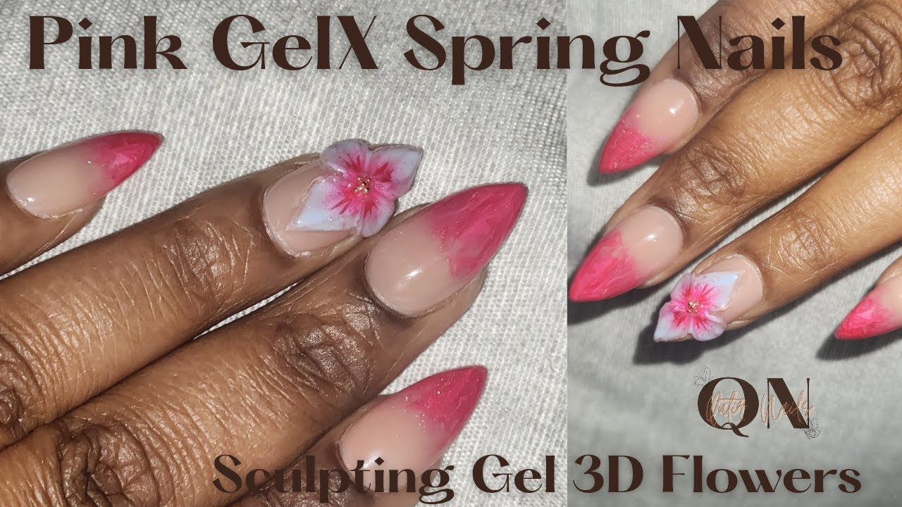 Pink Spring GelX Nails #qutienails