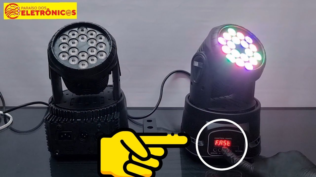 Canhão Moving Head 18 LED Aprenda Como Configurar Iluminação Profissional Para Festa Modelo LK294