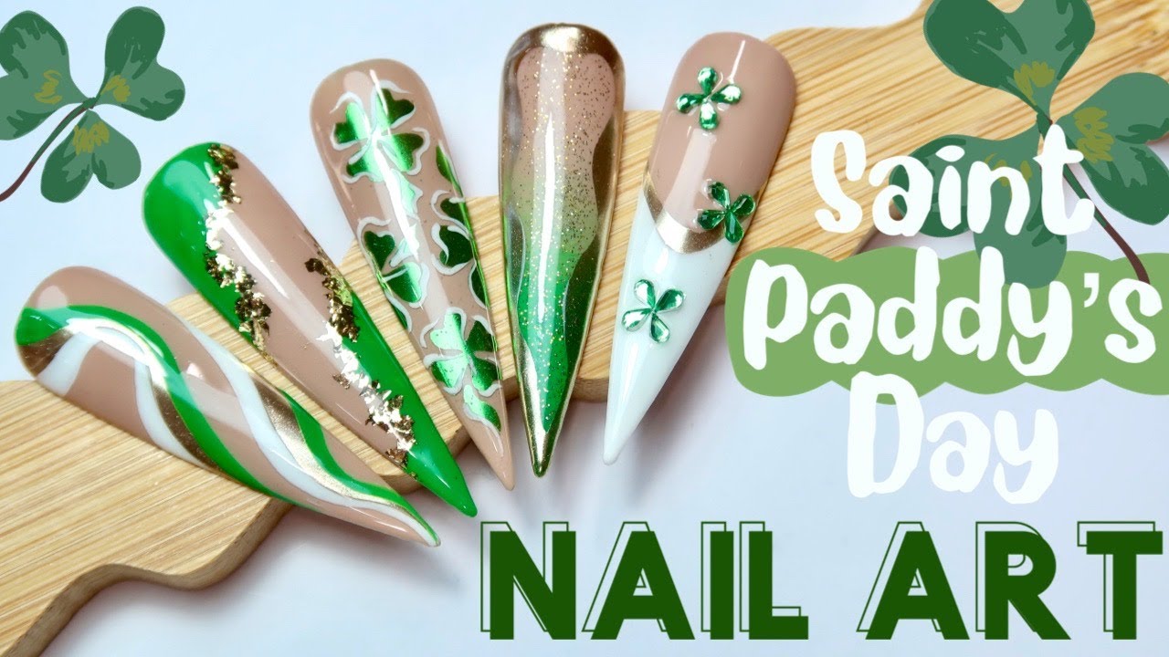 Saint Patrick's Day Nail Art Ideas | Gold Chrome & Shamrocks
