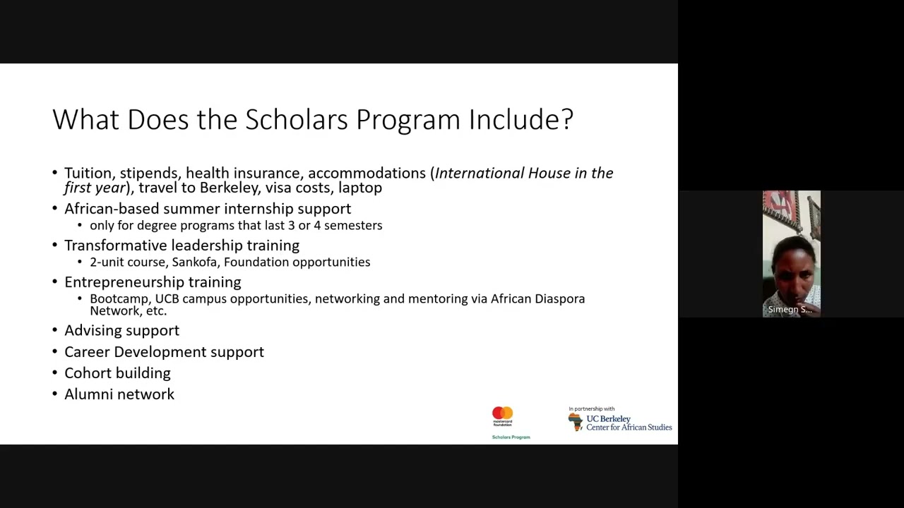 UC Berkeley Mastercard Foundation Scholars Program Informational Webinar, 28 October 2024