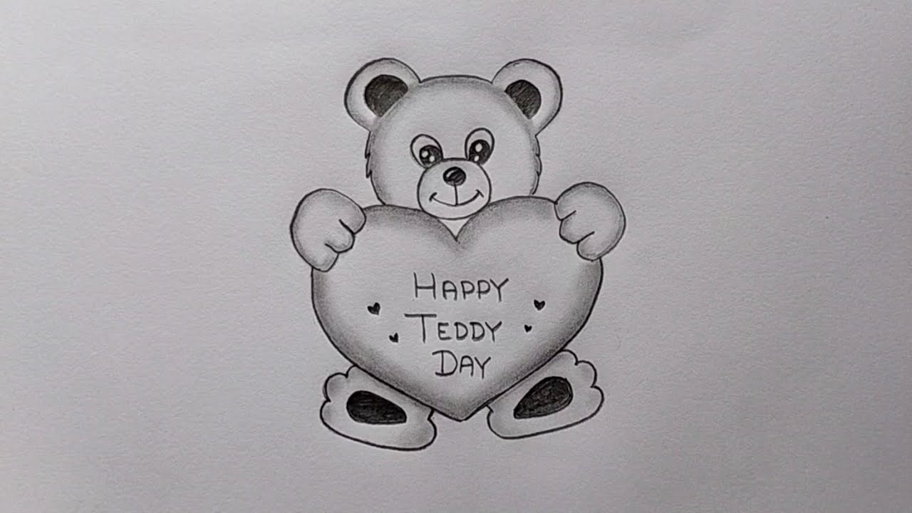 Teddy bear drawing easy| Happy Teddy day  drawing| Pencil drawing| Valentine's day drawing| Teddy 