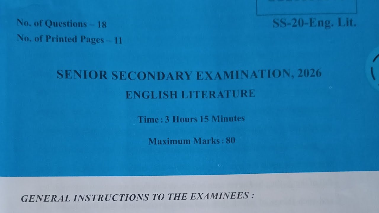 RBSE Board Class 12th English Literature Paper 26 February 2026 |  English Literature Paper 2026