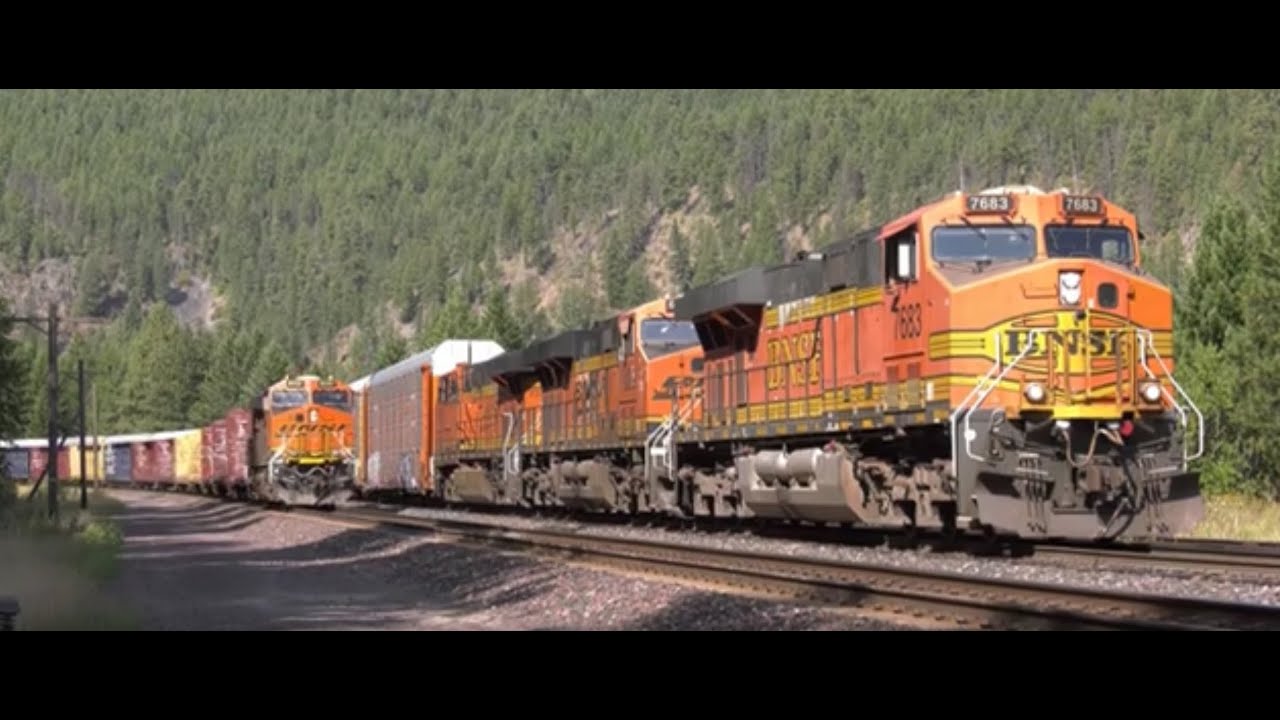 Long Stack Trains and a Meet at Kootenai Falls w/ Vehicle Train and Manifest