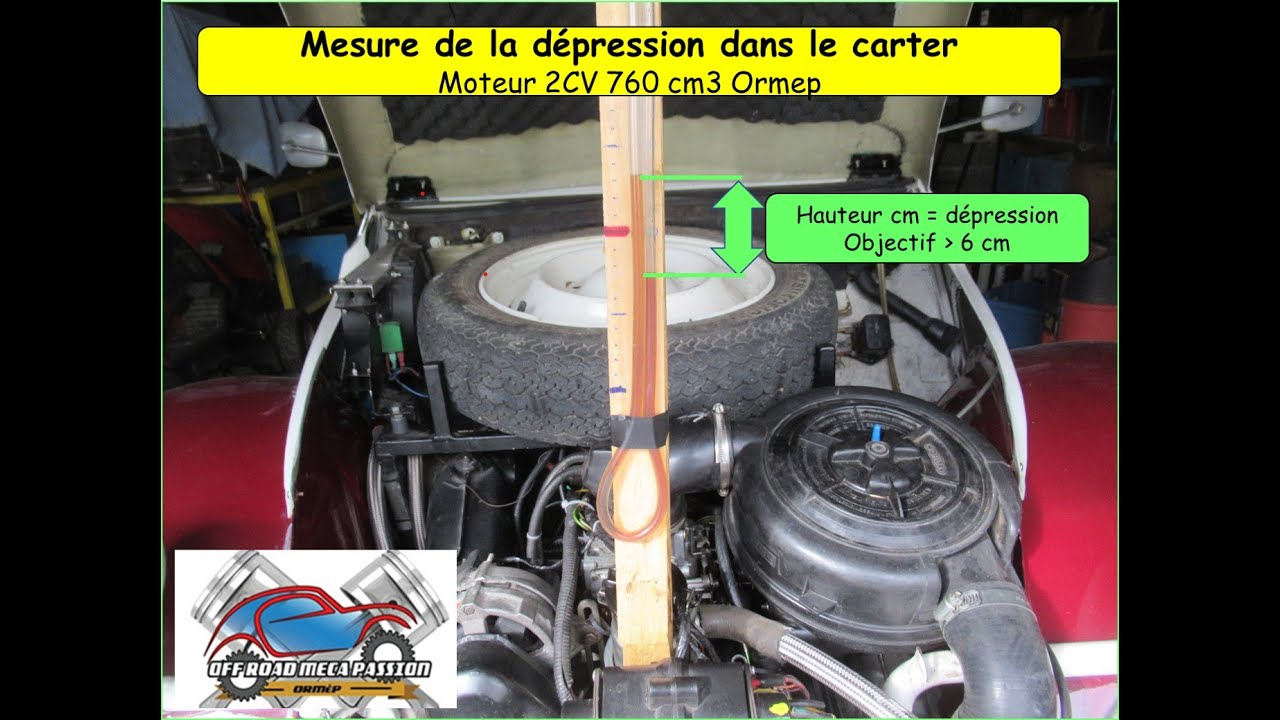 Moteur 2CV 760 Ormep : mesure de la dépression dans le carter