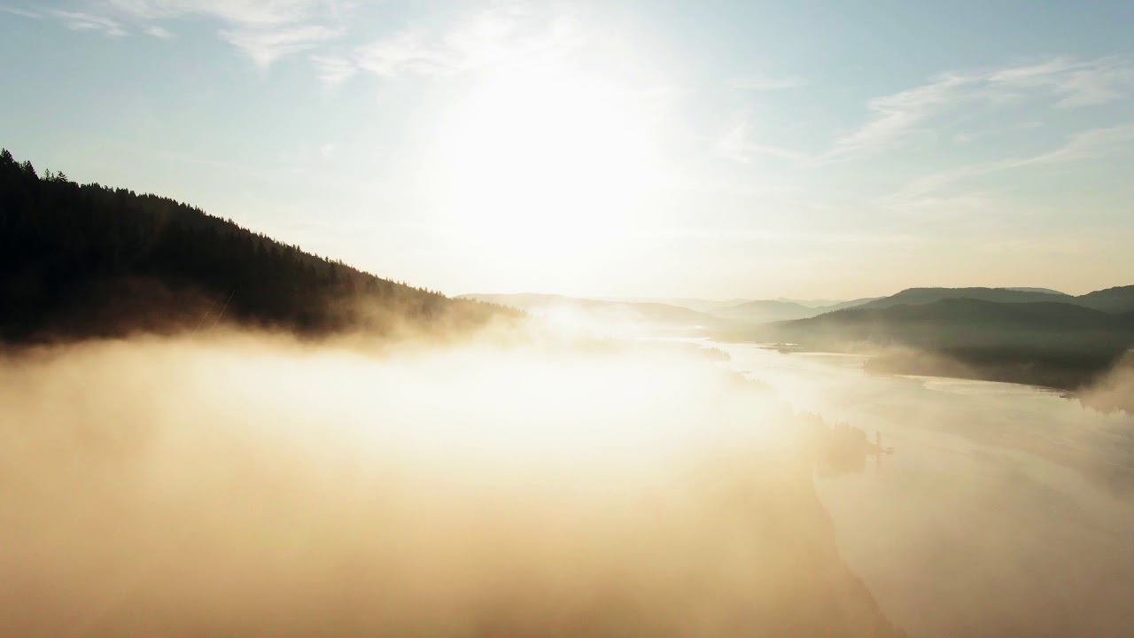 Drone Footage Of The Thick Fog On A Mountain Forest (4K UHD)