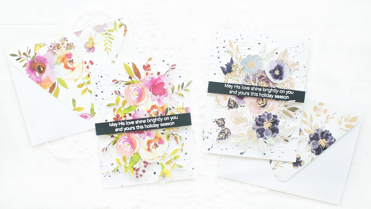 Floral Themed Mixed Media Cards using Stenciling Technique (Feat. Altenew Stencils & Washi Tapes)