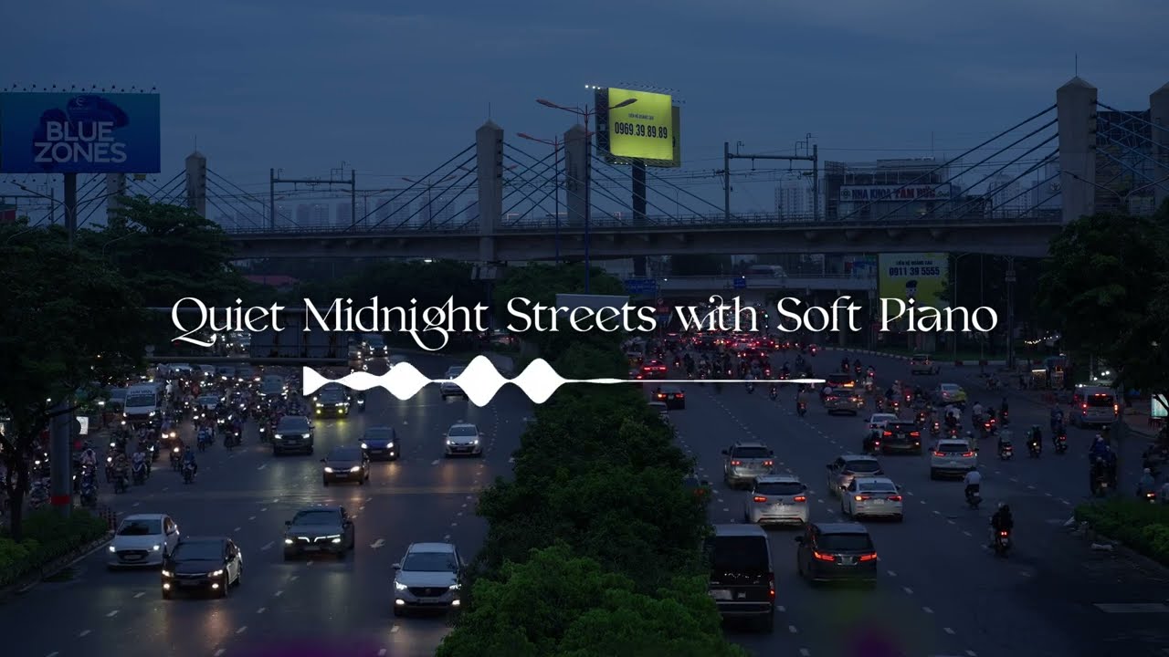 Piano Music for Stress Relief: Quiet Midnight Streets with Soft Piano | Soothing Background Music