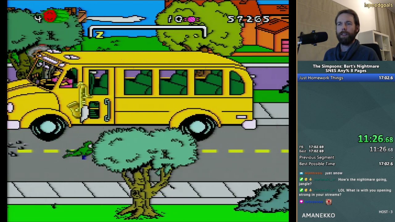 The Simpsons: Bart's Nightmare (SNES) - Any% 8 Pages - 16:59