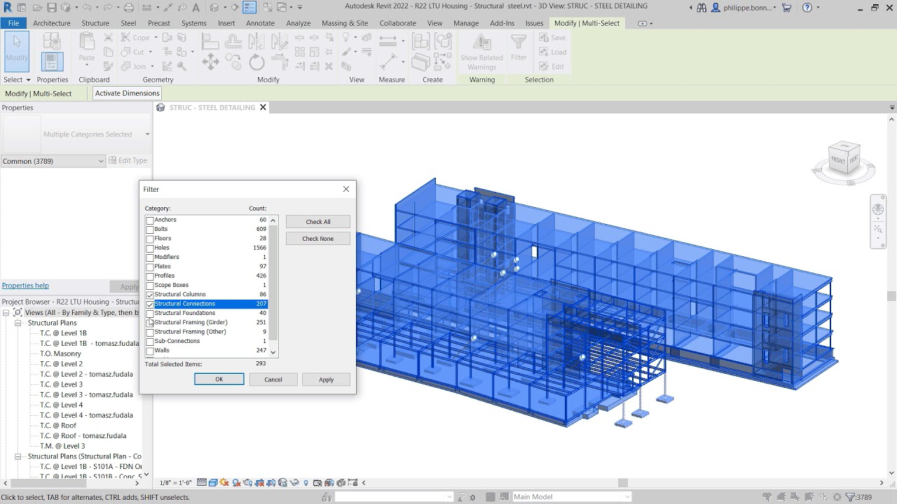 Structural Detailing: Export the Detailed Design Model from Revit to Advance Steel (2 of 3)