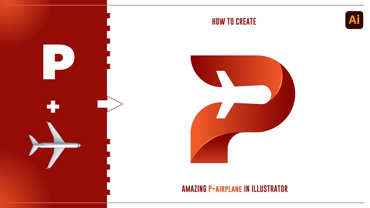 P + Airplane Icon Design  | Adobe Illustrator