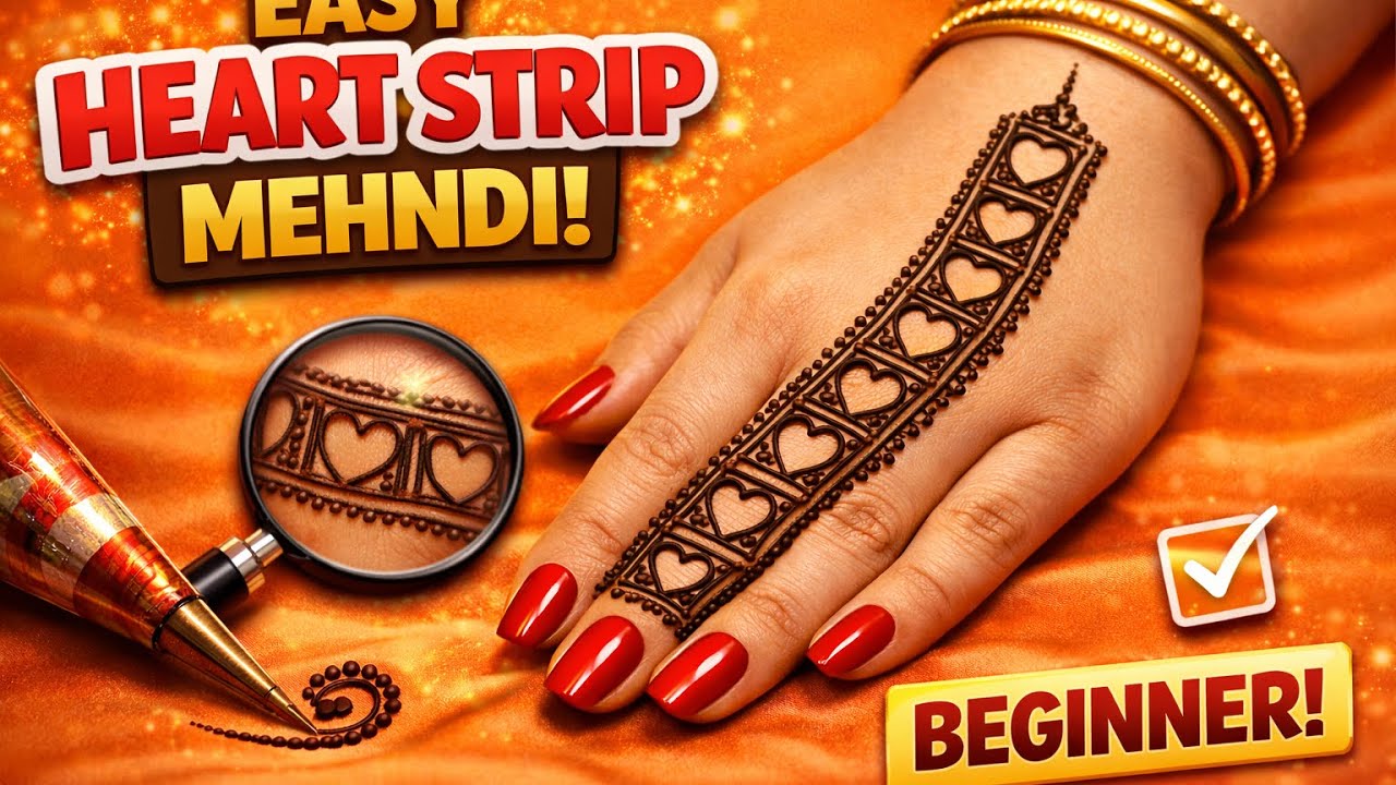 Easy heart chain mehndi design/ simple bridal mehndi / love mehndi design 