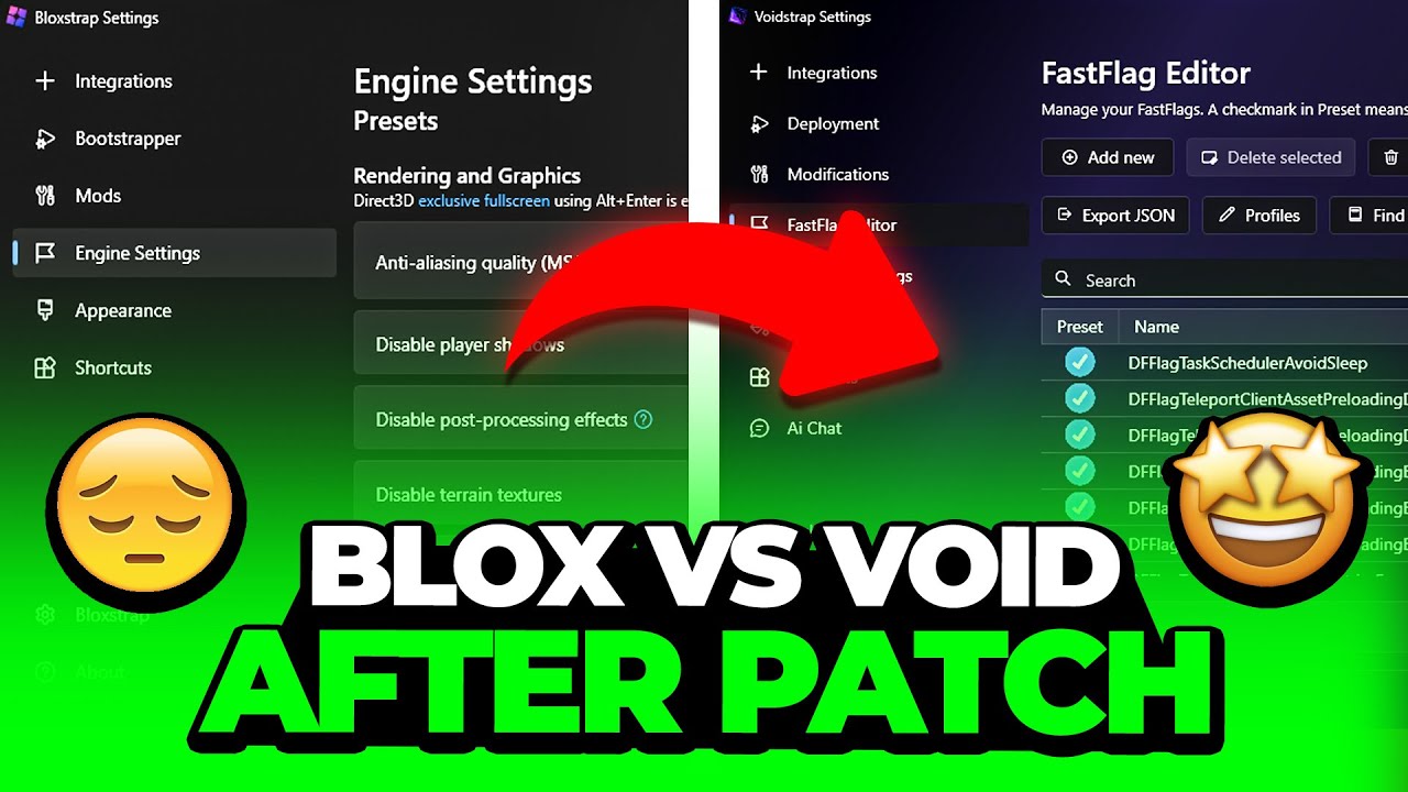 Сравнение BLOXSTRAP и VOIDSTRAP в Roblox после нового патча! 😳 (Увеличение FPS + низкий пинг)