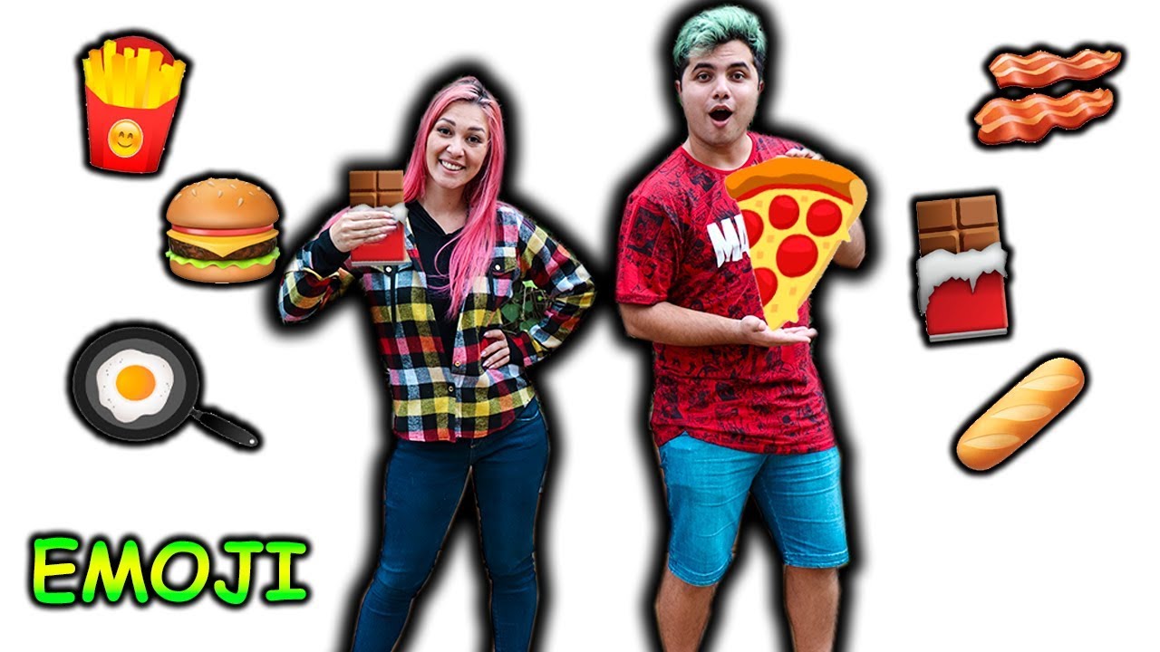 24 HORAS COMENDO COMIDAS DE EMOJI | Família Maloucos