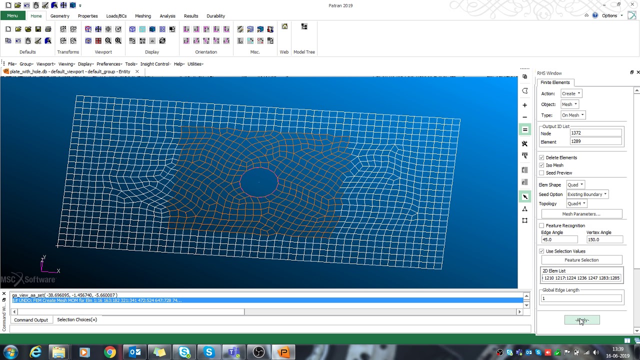 plate with hole finite element analysis using patran and nastran