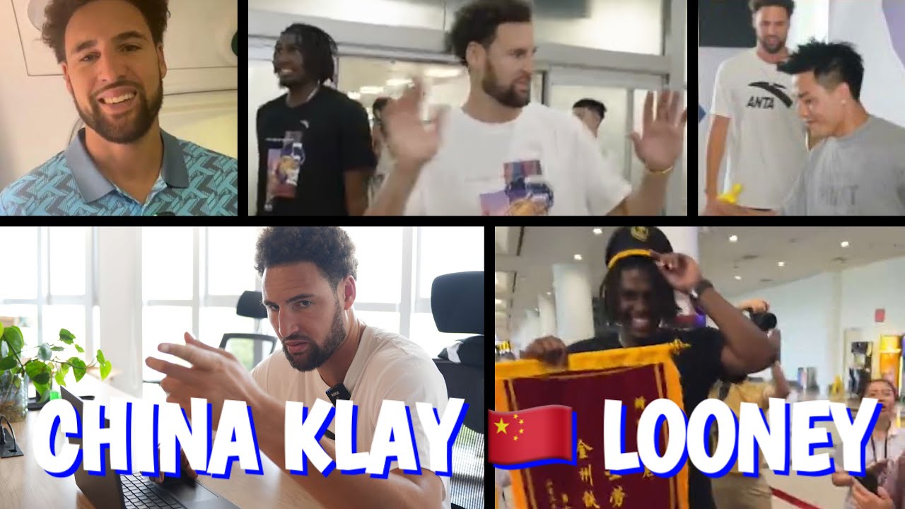 China Klay & Looney arrive at airport in Xiamen, host ANTA Family Day; Klay smells shoe, dances #KT9