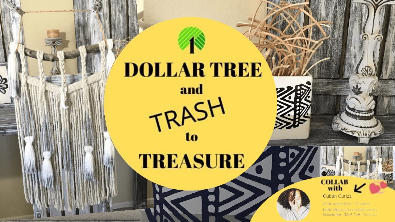 BOHO DIY HOME DECOR PT. 1/SUPER CHEAP/DOLLAR TREE DIY/TRASH TO TREASURE/COLLAB with CUBAN CURLZZ ❤️