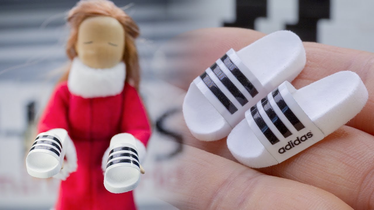 미니어처 아디다스 삼선 쓰레빠 만들기(나무구체관절인형) Making adidas slippers (wooden ball jointed doll)