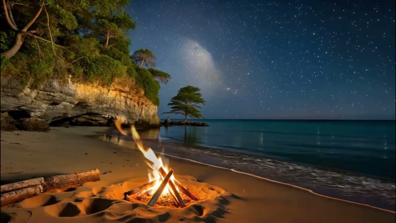 Ocean Breeze Bonfire – Calming Coastal Night Sounds for Inner Peace