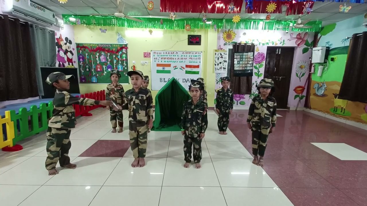 A tribute to pulwama attack | skirt by kindergarten students | Black day of india