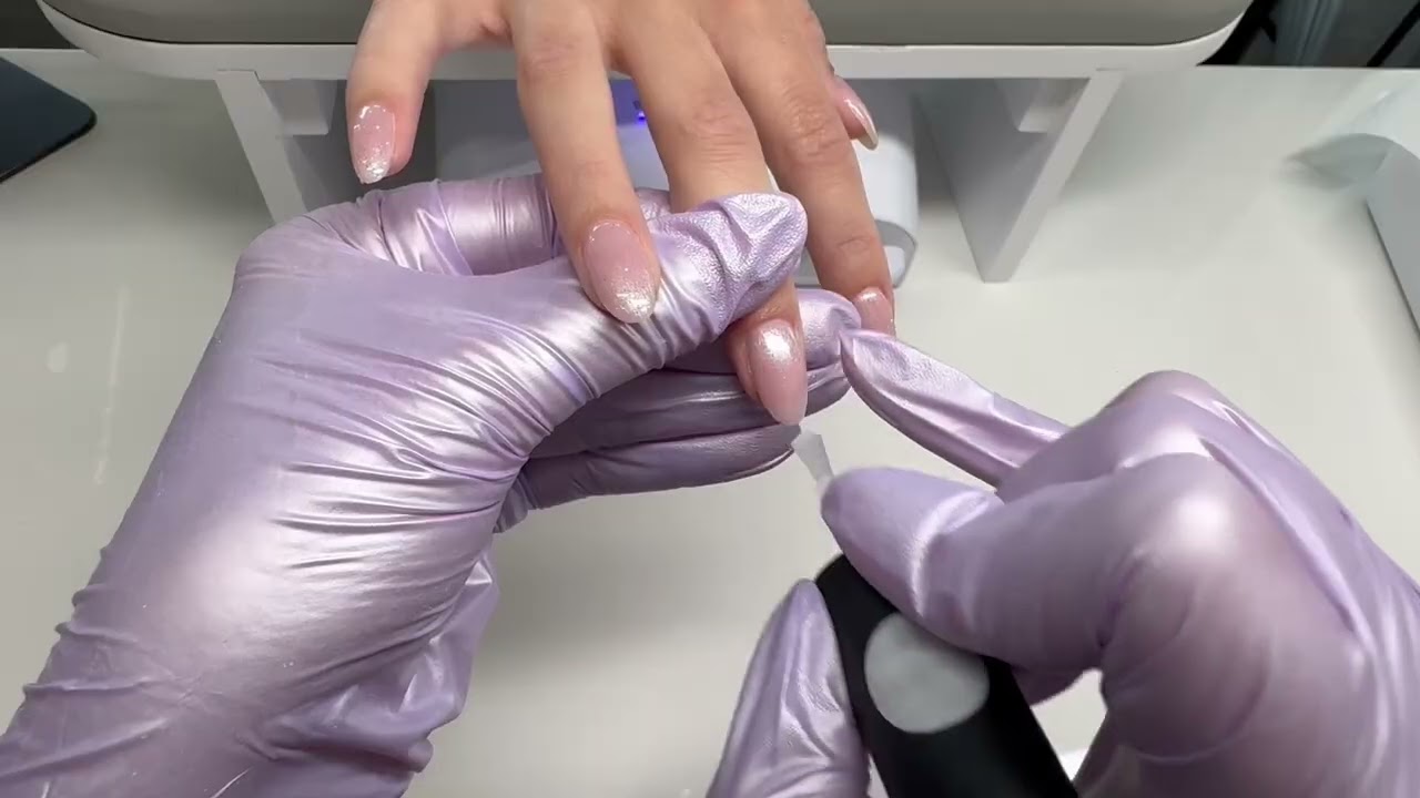 Russian Manicure Finishing Stage | BIAB, Glitter & Top Coat | Real-Time
