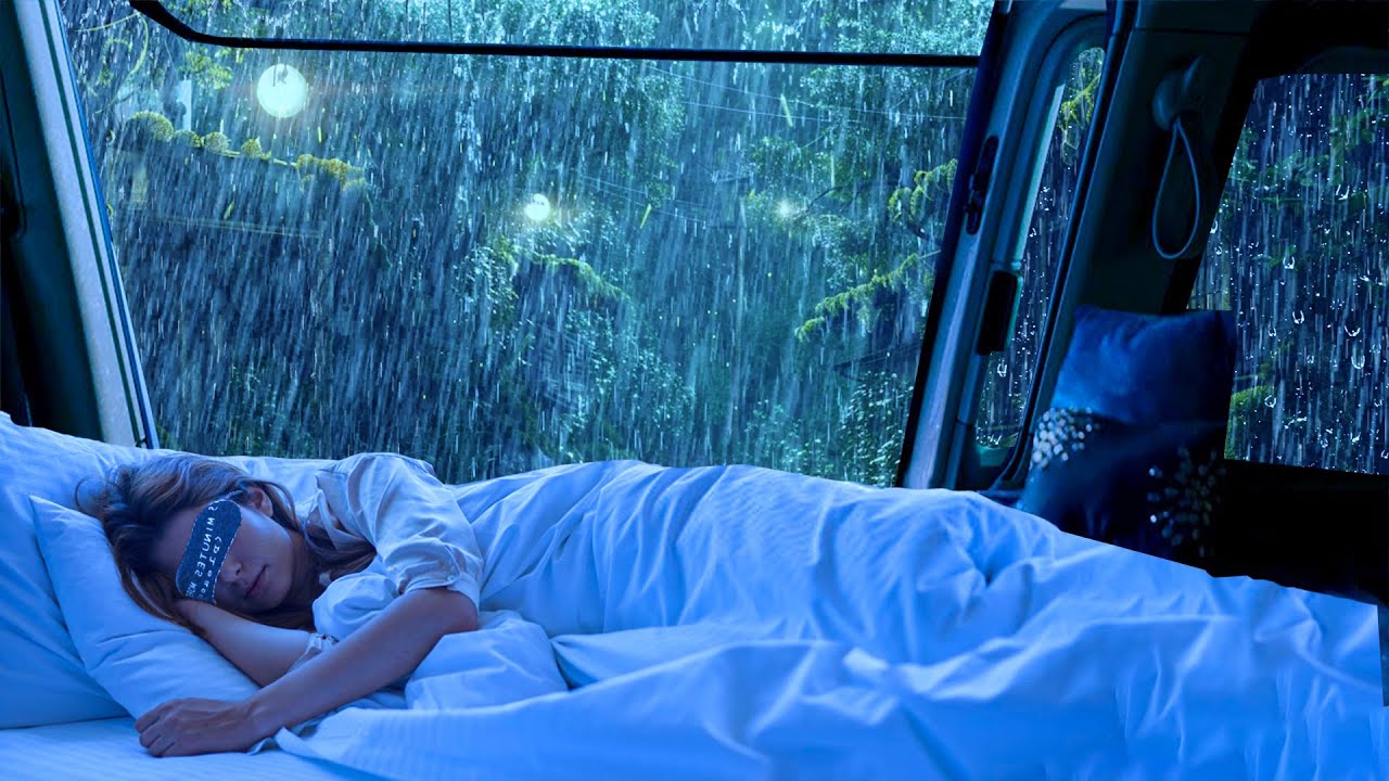 Acalme-se E Durma Profundamente Com Chuva Torrencial no Carro - Chuva Forte e Trovão à Noite| ASMR