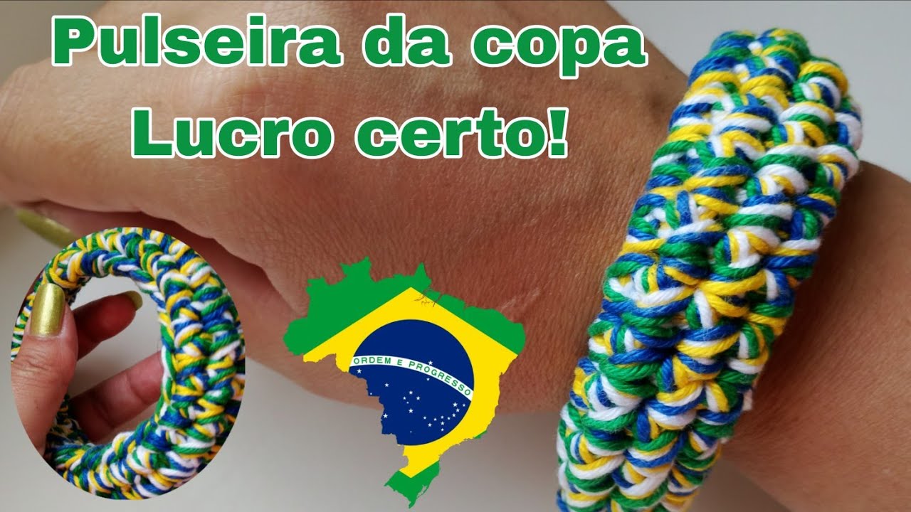 Pulseira para a copa em crochê 