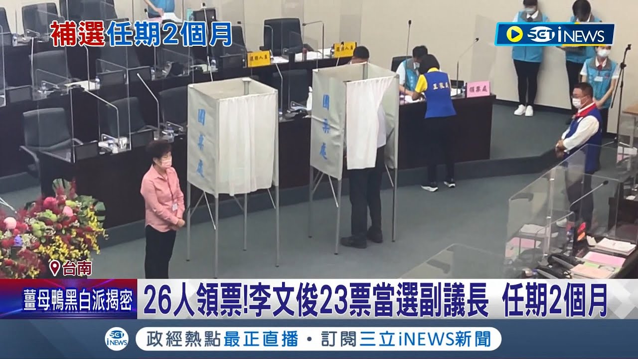 台南市副議長補選2度流會 新任副議長終於出爐! 26人領票 李文俊23票當選 任期僅2個月｜記者 王紹宇 朱怡蓉｜【台灣要聞】20221024｜三立iNEWS