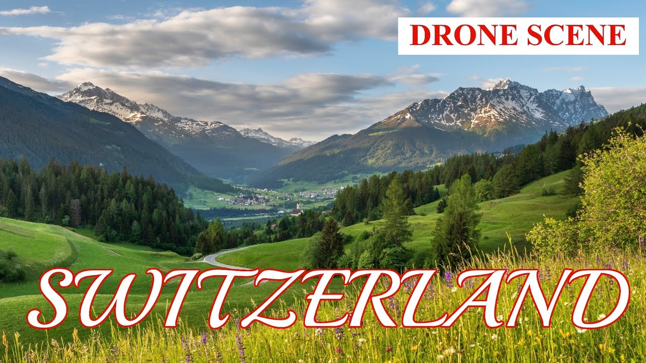 relaxing switzerland drone scene Sirnach Wil Thurgau