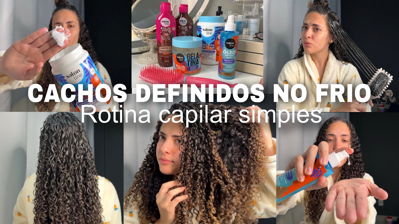CACHOS DEFINIDOS NO FRIO ❄️✨💖 ROTINA CAPILAR SIMPLES ✨🫶🏻