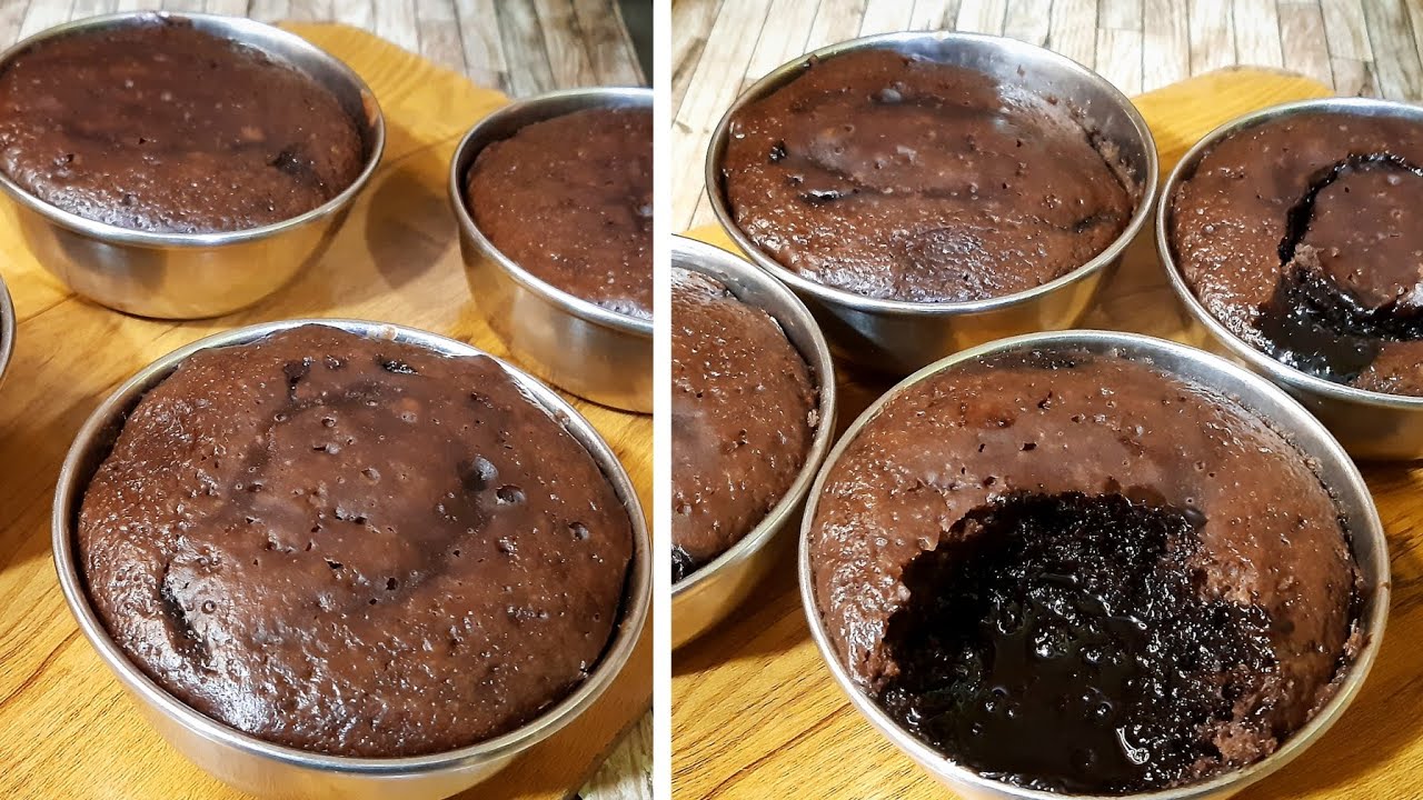 बिना अंडा बिना ओवन के कटोरी मे बनाए Choco Lava Cake की Recipe/Lava Cake 