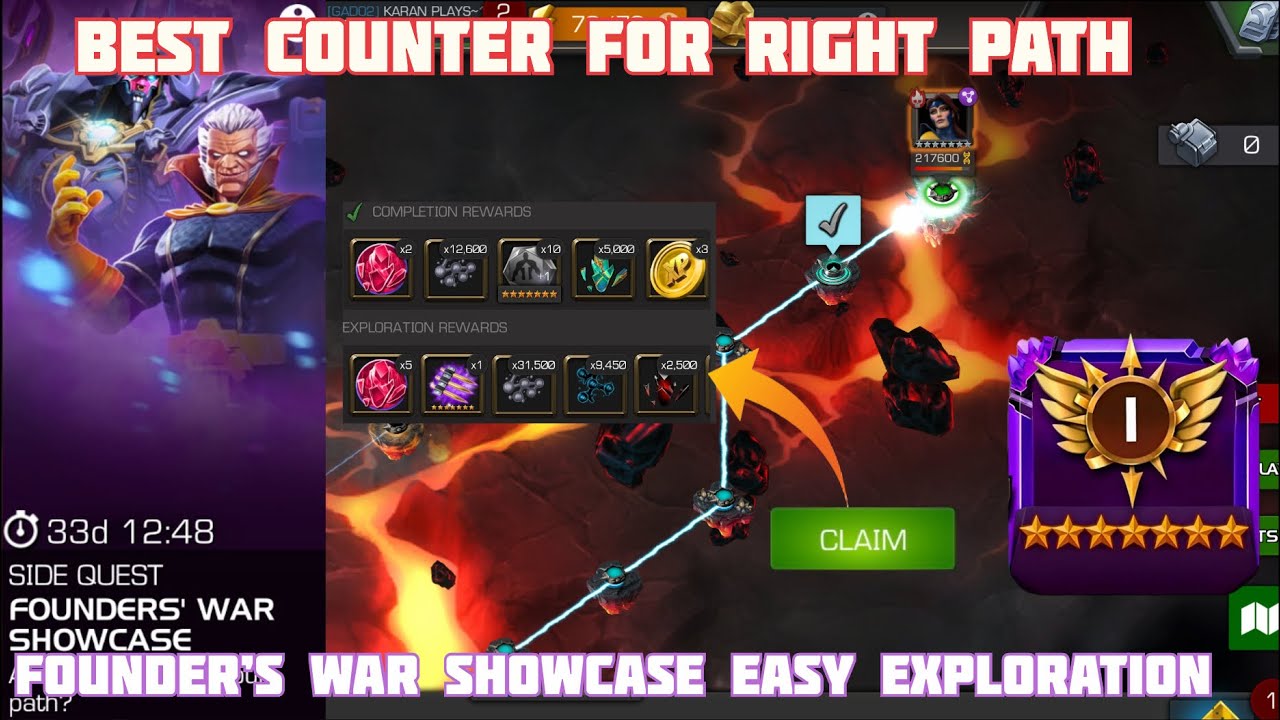 Founder’s War Showcase Right Path Easy Exploration Mcoc with best counters