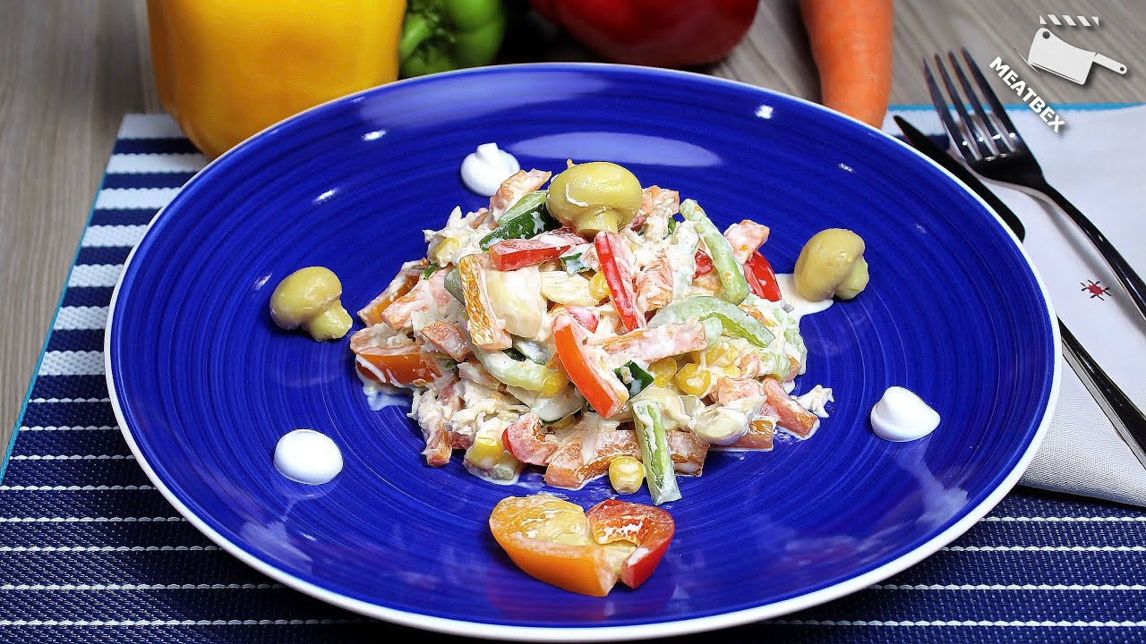 СЫТНЫЙ САЛАТ из Болгарских Перцев с Курицей