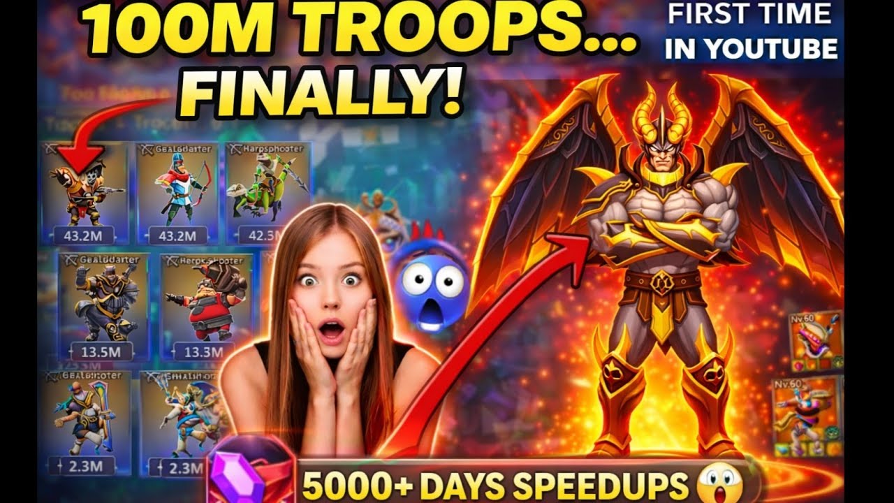 100M+ TROOPS TRAINING 5000+ DAYS SPEED UPS JUST IN 1 HOUR CRAZY BOOST IN LORDS MOBILE #lordsmobile