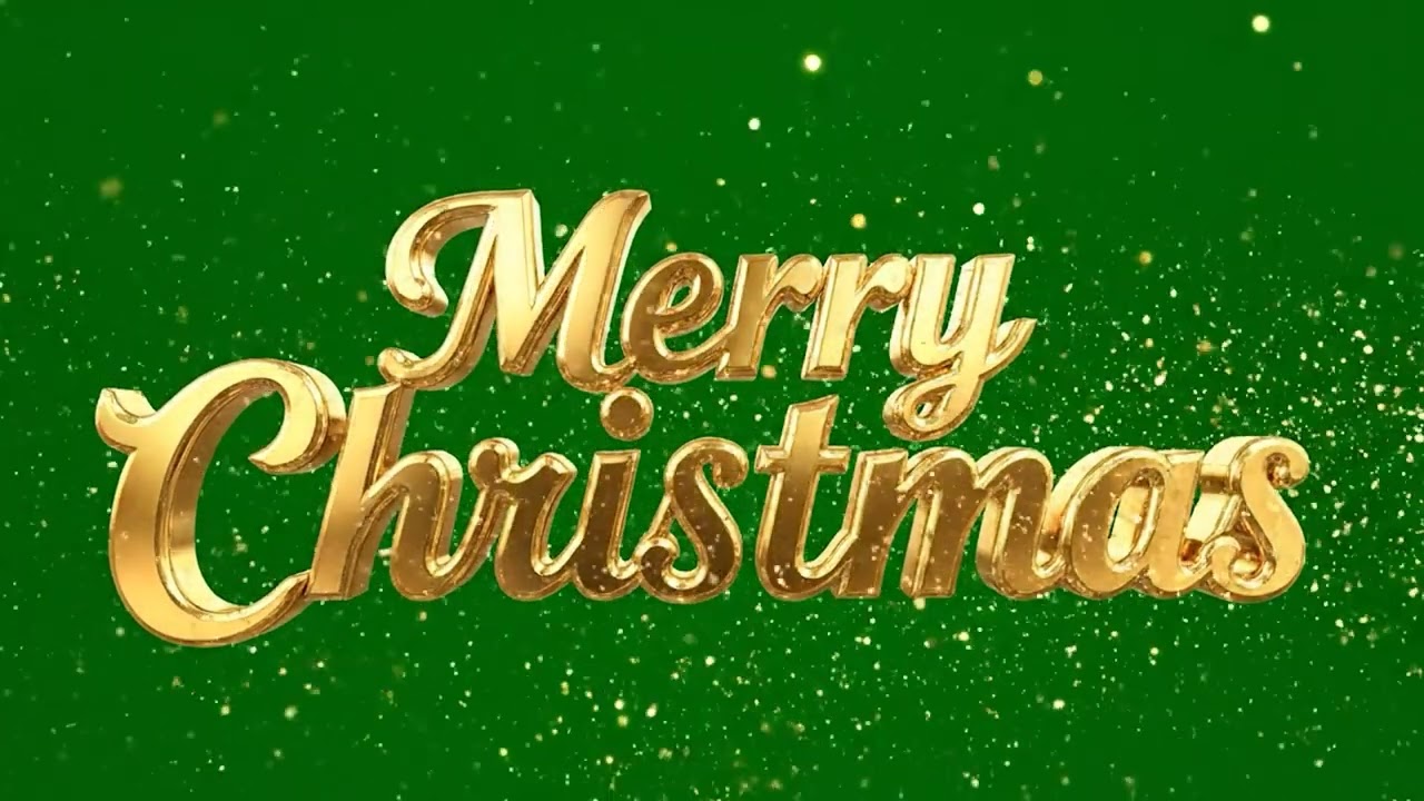 Merry Christmas Green Screen | 3D Golden Text Animation