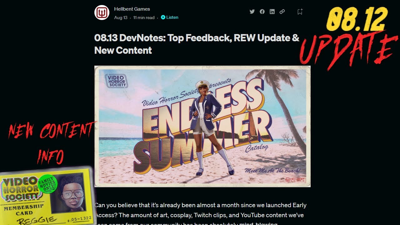 VHS DevNotes 08.12! NEW CHANGES, NEW CONTENT!! | Video Horror Society Developer Updates