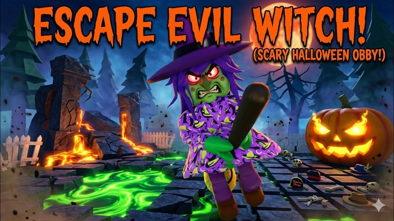 ESCAPE 🏃‍♂️ THE EVIL WITCH 🧙‍♀️🧹 BEFORE SHE COOKS YOU (SCARY HALLOWEEN OBBY) 