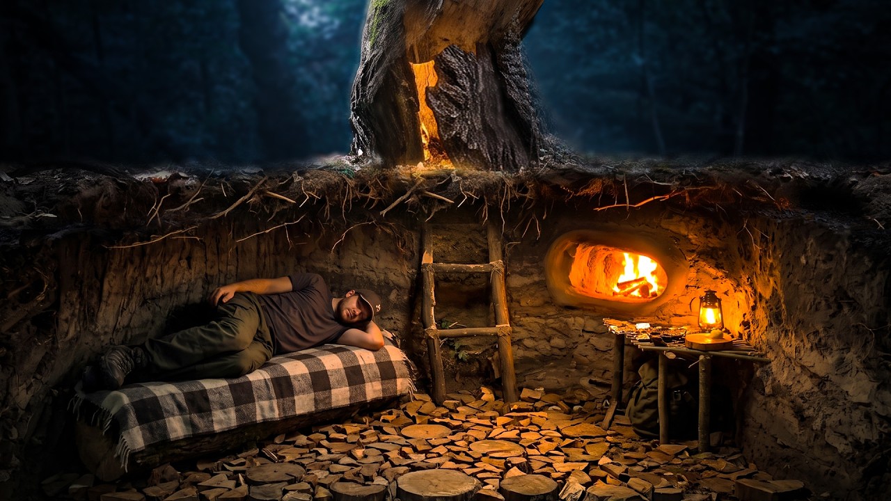 Building an Invisible Underground Shelter with a Secret Tree Entrance | Bushcraft, Survival