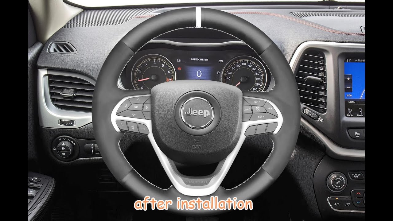 MEWANT---for Jeep Grand Cherokee 2014-2016 Hand Stitch Car Steering Wheel Cover Installation