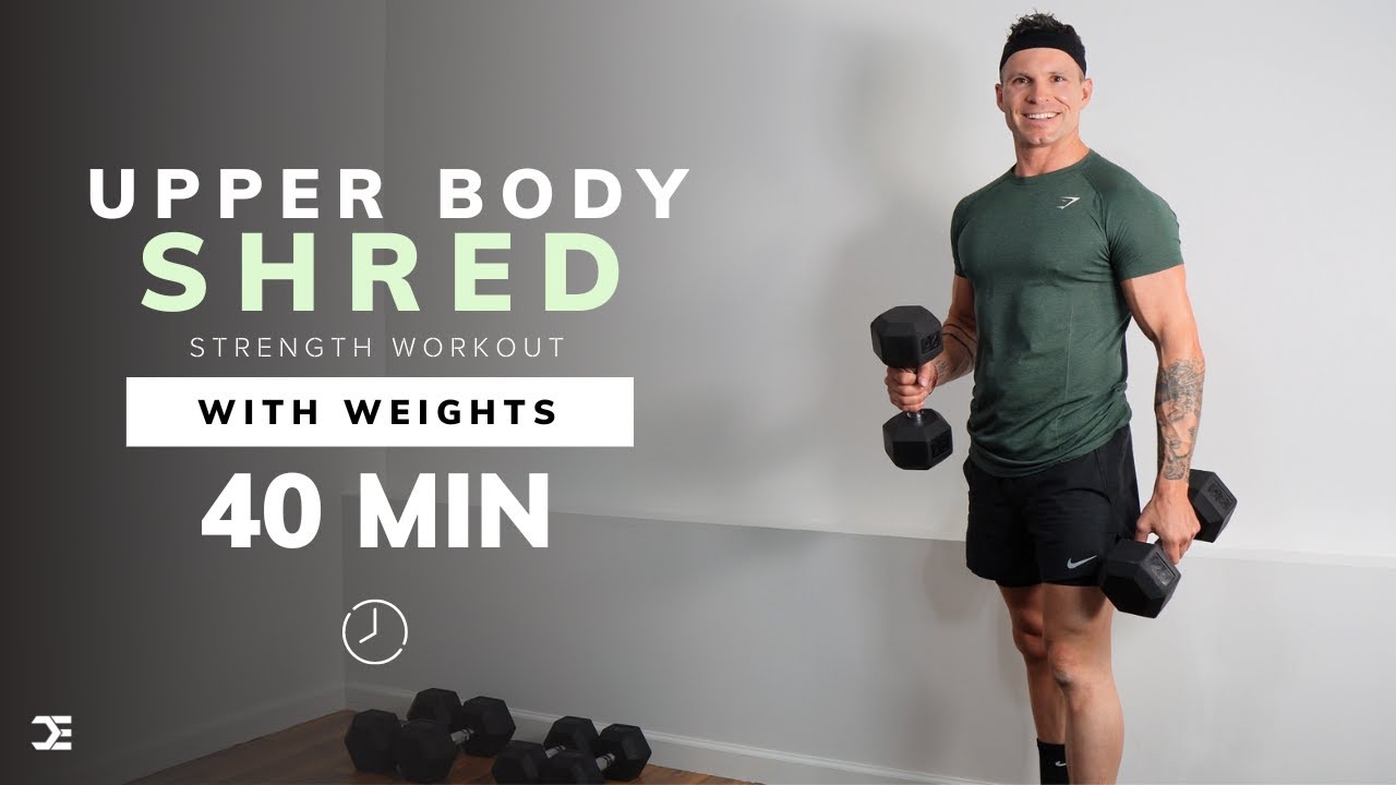 40 Min UPPER BODY WORKOUT with WEIGHTS | Strength & Conditioning