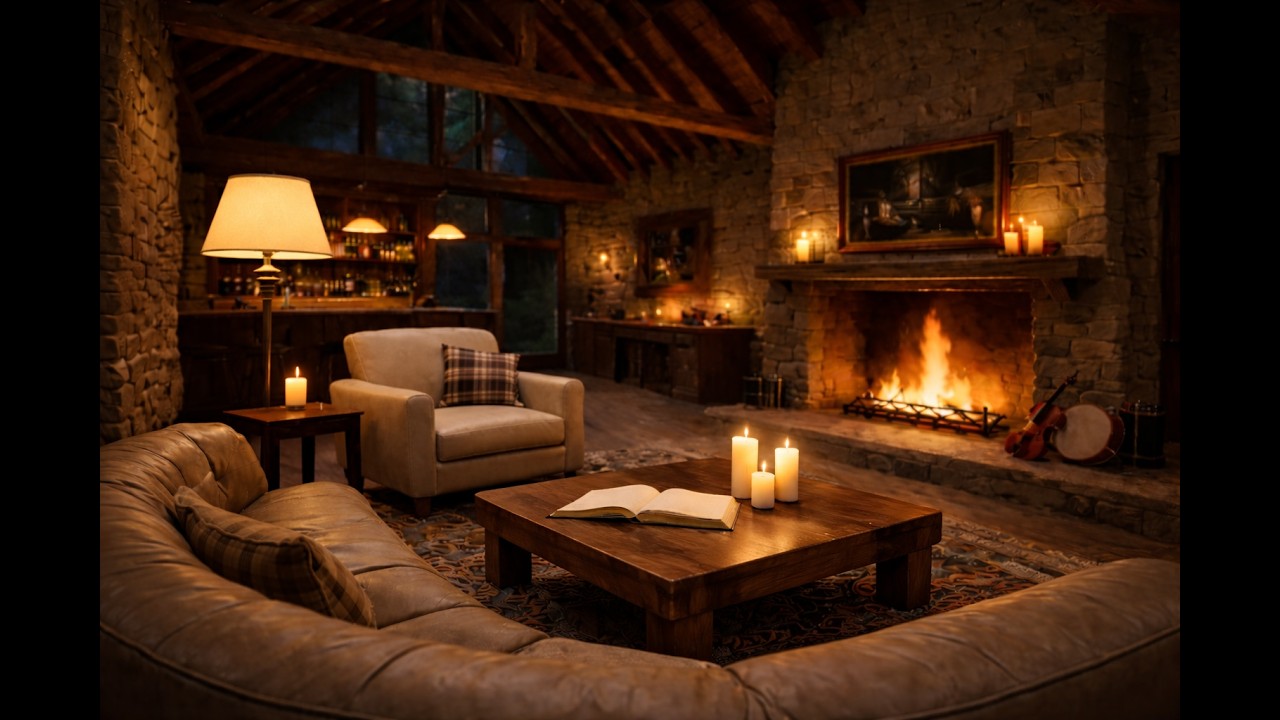 Irish Tavern Celtic Night | CozyFireplace & CelticFolk Music  Relaxing MedievalFireplaceCandles