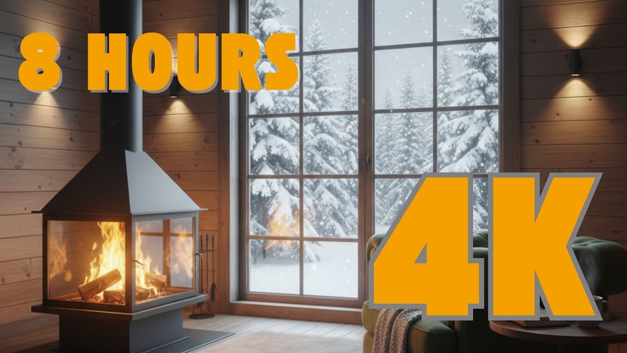 8 Hours Fireplace Ambience 🔥 Crackling Fire Sounds | No Music | 4K