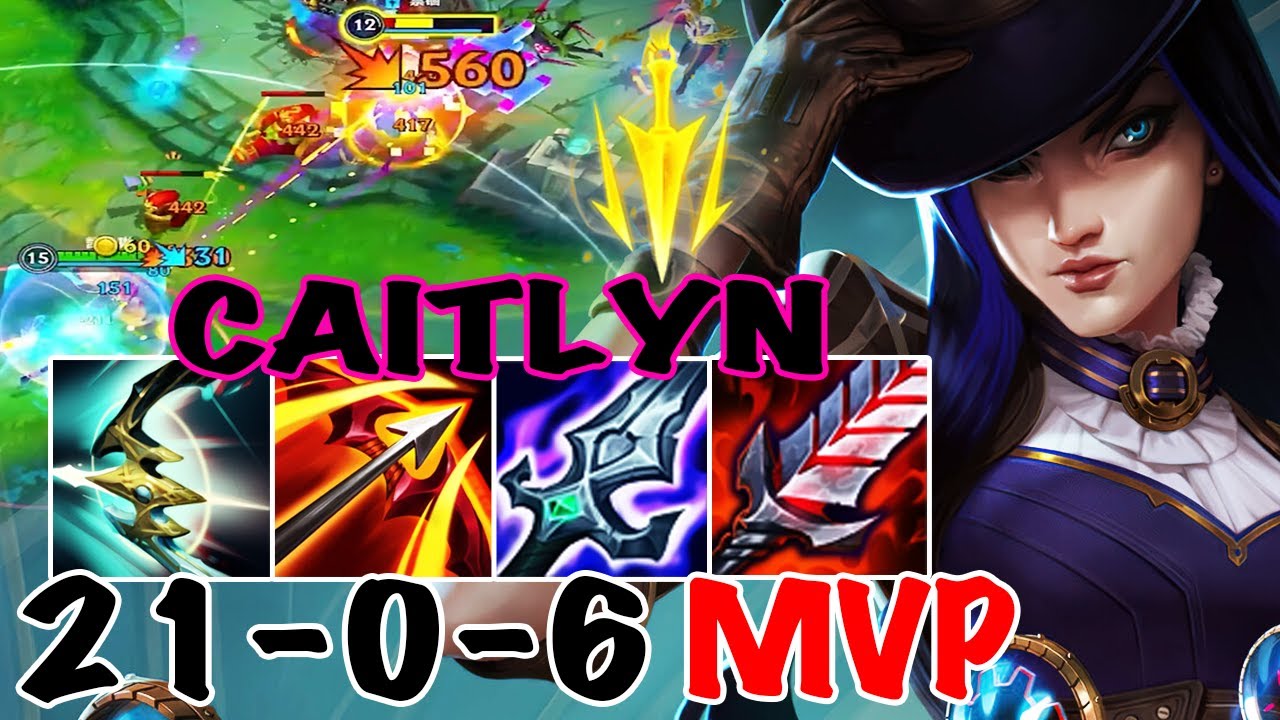 WILD RIFT CAITLYN ADC GAMEPLAY | 21 -0 -6 MVP | CAITLYN BUILD RUNES