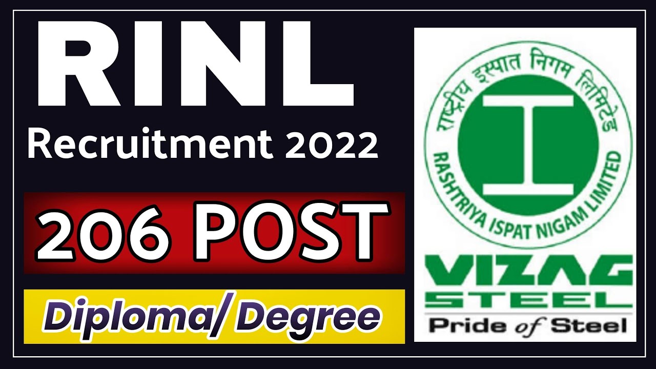 RINL RECRUITMENT 2022|VIZAG STEEL VACANCY|206 POST|DIPLOMA|DEGREE|RINL BY MRK STUDY